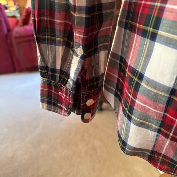 PJ. CREW White Red Blue Black Plaid Tartan Perfect Fit Button Down Shirt – XS - Picture 8 of 9